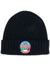 Mc2 Saint Barth Logo Patch Beanie In Blue
