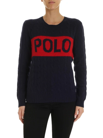 Polo Ralph Lauren Inlay And Maxi Logo Pullover In Blue