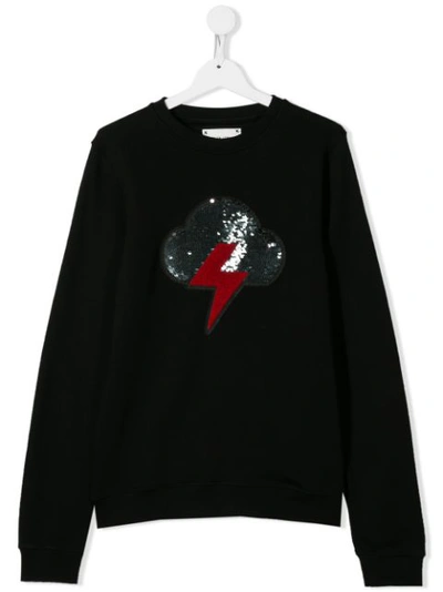 Alberta Ferretti Kids' Embroidered Patches Cotton Sweatshirt In Black