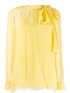 Valentino Bow Chiffon Shirt In Yellow