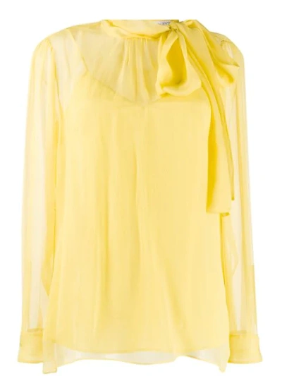 Valentino Bow Chiffon Shirt In Yellow