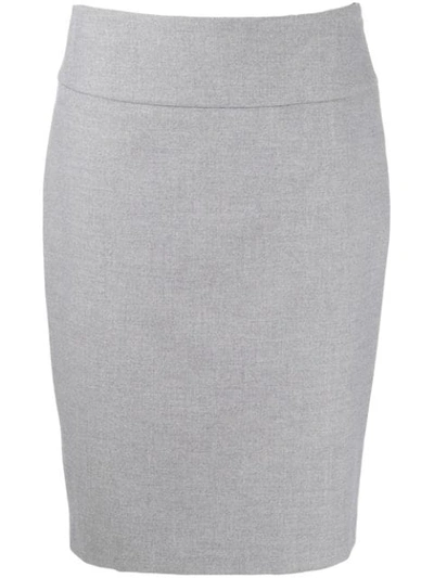 Peserico Melange Grey Skirt With Vent In Grey
