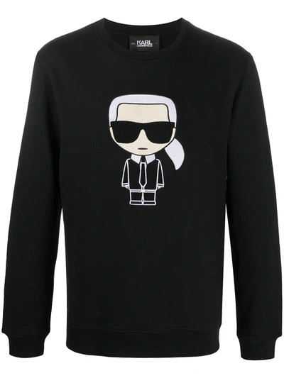 Karl Lagerfeld Ikonik Embroidered Patch Sweatshirt In Black