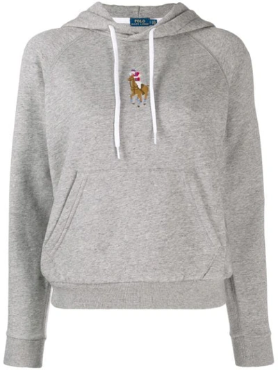 Polo Ralph Lauren Cross-stitch Logo Hoodie In Grey