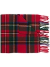 Polo Ralph Lauren Logo-embroidered Tartan Recycled Wool-blend Scarf In Red