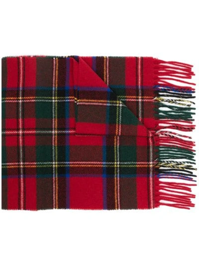 Polo Ralph Lauren Logo-embroidered Tartan Recycled Wool-blend Scarf In Red