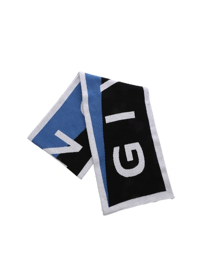 Givenchy Logo Team Scarf In Blue In Light Blue