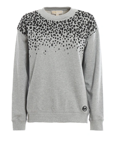 Michael Kors Jeweled Animelier Motif Sweatshirt In Grey