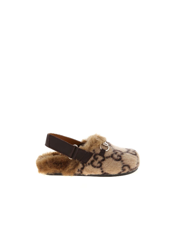 Gucci Horsebit Slipper In Beige Modesens