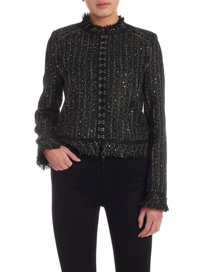 Karl Lagerfeld Sparkle Bouclé Jacket In Black