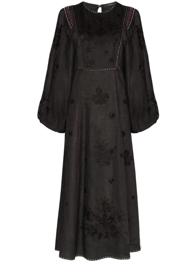 Vita Kin Happy Flower Embroidered Dress In Black