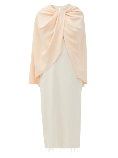Marina Moscone Exclusive Draped Cape-effect Satin Dress In Ivory