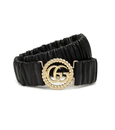 Gucci Gg Stretch-leather Belt In Black