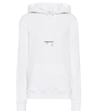 Saint Laurent Logo Cotton Jersey Hoodie In White