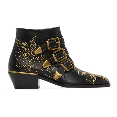 Chloé Black & Gold Susanna Boots