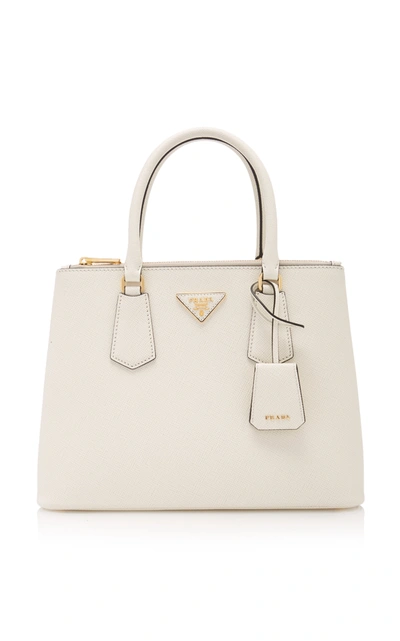 Prada Galleria Medium Textured-leather Tote In White