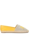 Tory Burch Ines Flat Two-tone Logo Espadrilles In Natural Goldfinch