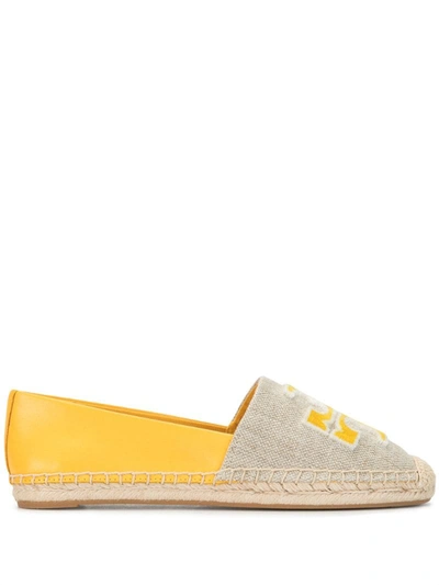 Tory Burch Ines Flat Two-tone Logo Espadrilles In Natural Goldfinch