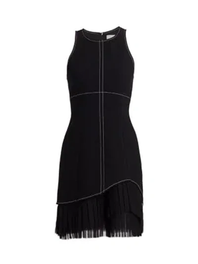Cinq À Sept Cathy Sleeveless Crepe Dress With Pleating In Black