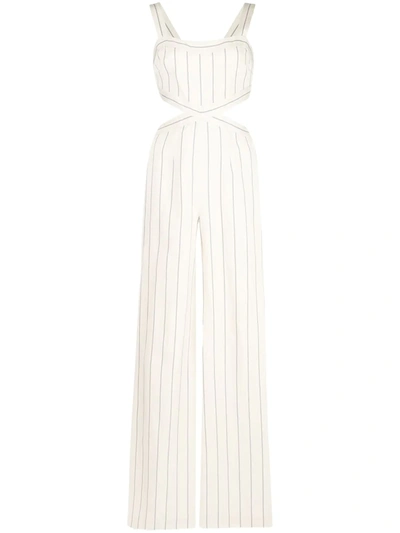 Alexis Lipton Striped Cutout Jumpsuit In White