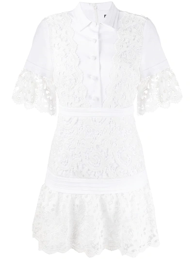 Alexis Liberty Collared Short-sleeve Lace Dress In White