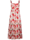 Alexis Amal Pleated Rose-print Sleeveless Dress In Red