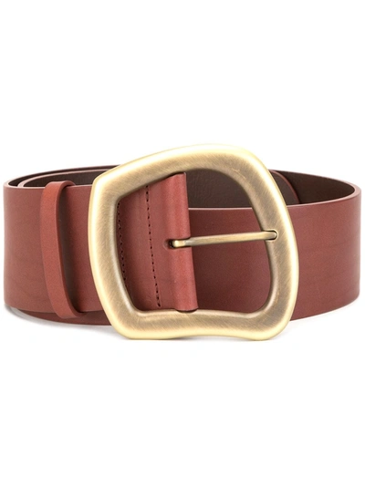 Gabriela Hearst Simone Asymmetric-buckle Leather Belt In Red
