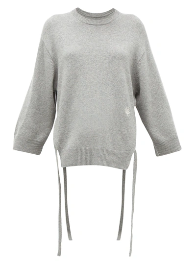 Chloé Iconic Monogram Tie-strap Cashmere Sweater In Grey