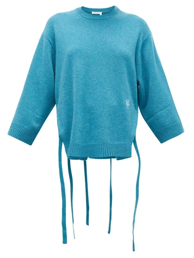 Chloé Iconic Monogram-embroidered Cashmere Sweater In Mysterious Blue
