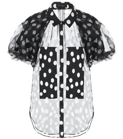 Lee Mathews Cherry Polka-dot Puff-sleeve Silk-organza Blouse