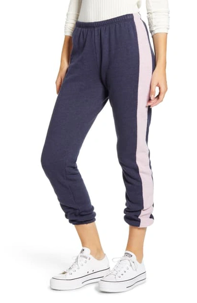 Wildfox Knox Contrast Trim Track Pants In Oxford/ Mauve Shadow