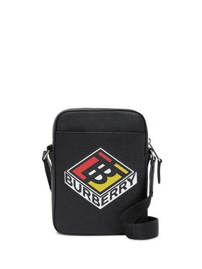Burberry Logo Graphic Leather Crossbody Bag In Black