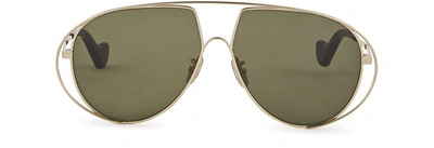 Loewe Pilot Sunglasses In Gold / Green