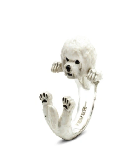 Dog Fever Bichon Frise Hug Ring In Sterling Silver And Enamel