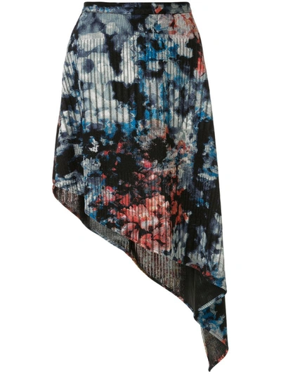 Strateas Carlucci Floral Print Asymmetric Skirt In Blue
