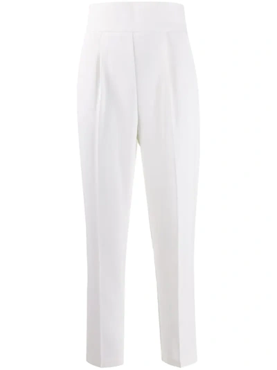 Pinko High-waisted Faux-leather Trousers In White