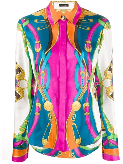 Versace Barocco Rodeo Print Shirt In Pink