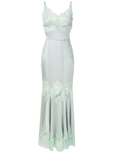 Dolce & Gabbana Lace Detail Long Slip Dress In Green