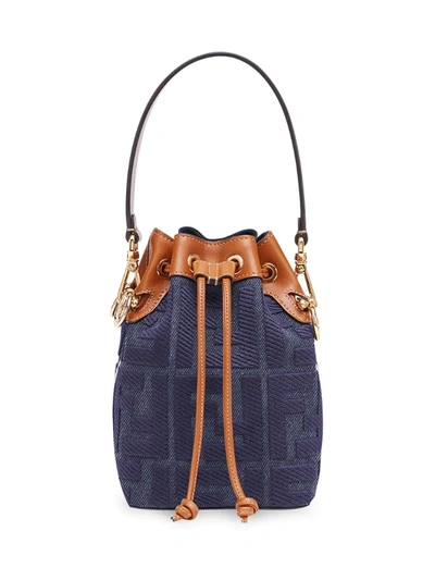 Fendi Mini Mon Tresor Bucket Bag In Blu Cuoio Os