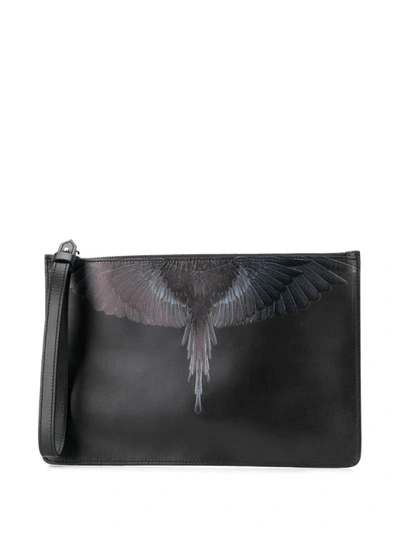 Marcelo Burlon County Of Milan Wings-print Clutch Bag In Black