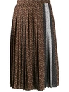 Burberry Monogram Stripe Pleated Skirt In Brown