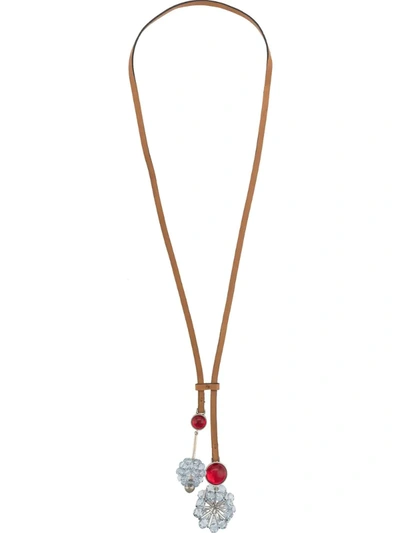 Marni Dropped Detail Long Necklace In Brown