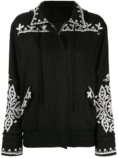 We Are Kindred Positano Embroidered Bomber Jacket In Black