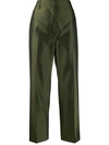 Marni Pleated Cropped Trousers In Green
