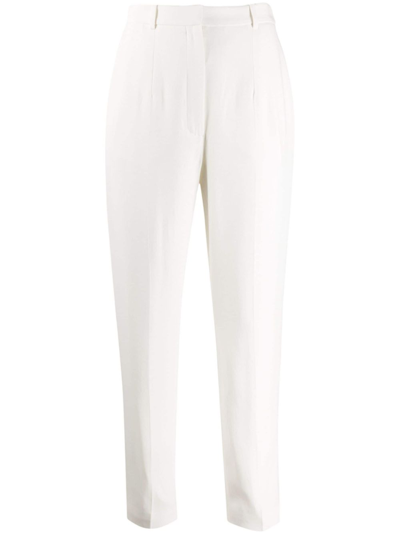 Alexander Mcqueen Cropped Leaf Crepe Straight Leg Trousers In White