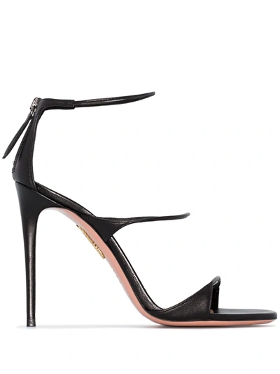 Aquazzura 105mm Minute Leather Sandals In Black