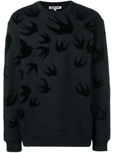 Mcq By Alexander Mcqueen Flocked Cotton Sweatshirt In Black
