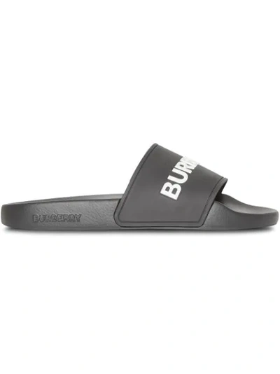 Burberry Kingdom Print Slides In Black