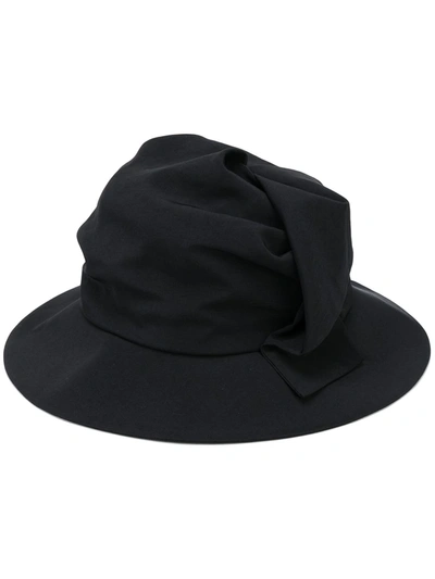 Y's Ys Black Wool Gabardine Belt Hat