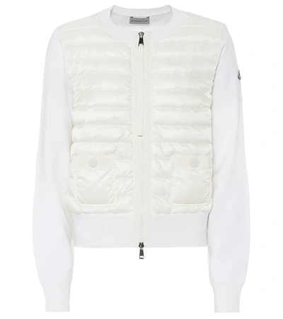 Moncler Off-white Down Knit Zip-up Jacket
